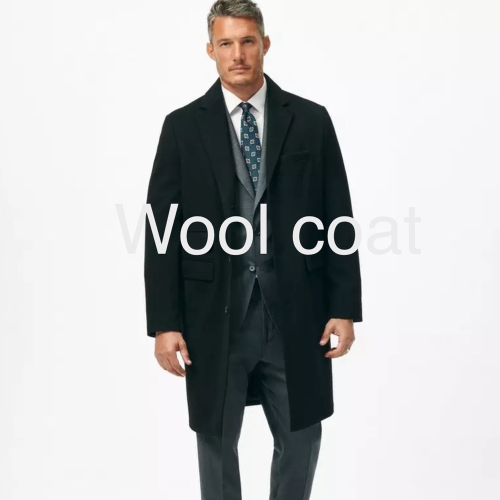 #7 BROOKS BROTHERS 100 PERCENT WOOL LONG MEN’S COAT NAVY BLUE